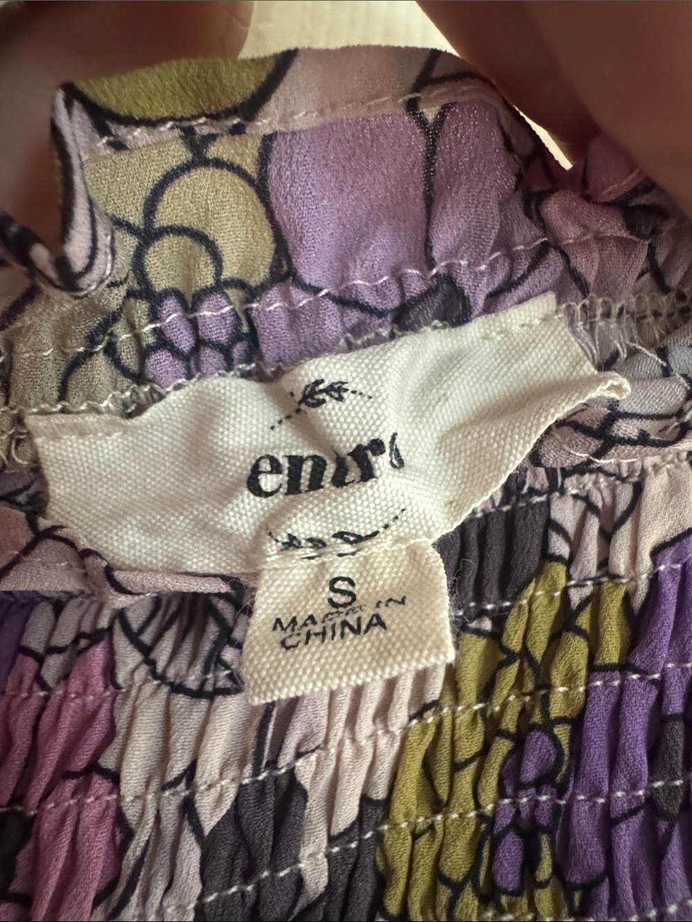 Floral Smocked Mini Dress in Purple and Olive - Picture 2 of 5